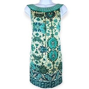 Hale Bob green white silk tunic tank top blouse Womens Large